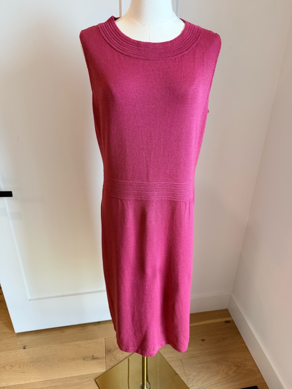 St. John Sleeveless Knit Midi Dress in Pink